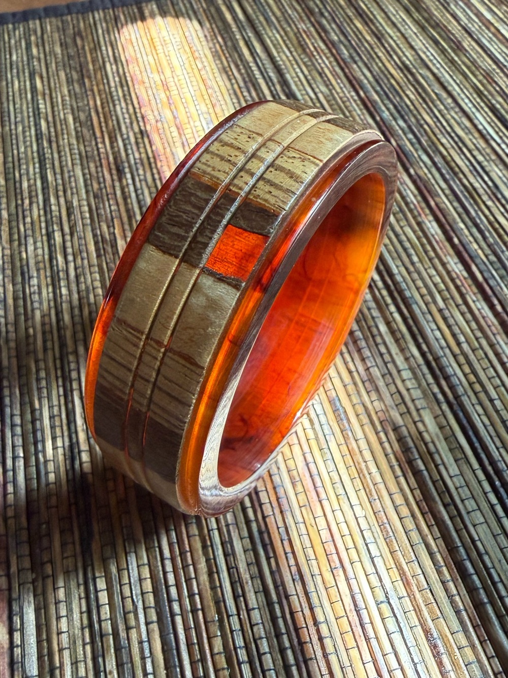 Bakelite and Wood Bangle Bracelet Tested Mid Century Modern